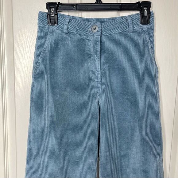 Le Streghe High Waist Wide Leg Corduroy Cropped Pants (Light Blue) - Small - Picture 5 of 12